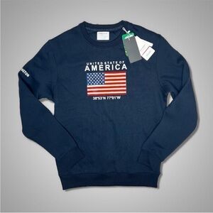 SMAG Jeans Men’s Crewneck Blue USA Flag Sweatshirt Size Large